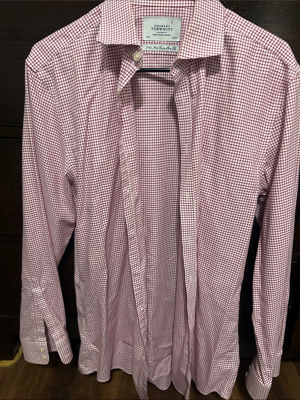 Charles Tyrwhitt Men’s Pink and White Checked Dress Shirt
